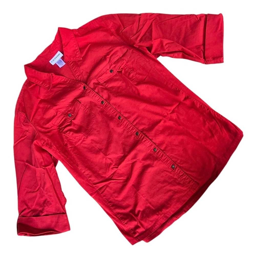 CD Daniels Red Button Down Utility Shirt Long Sleeve Women's Plus Size 2X